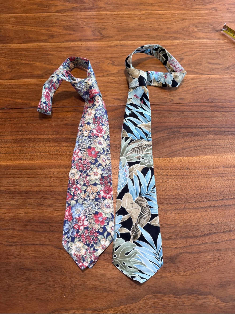 Hilo Hattie and Tango Max Raab ties -Two Like New 100% Cotton Floral Ties  Set/2